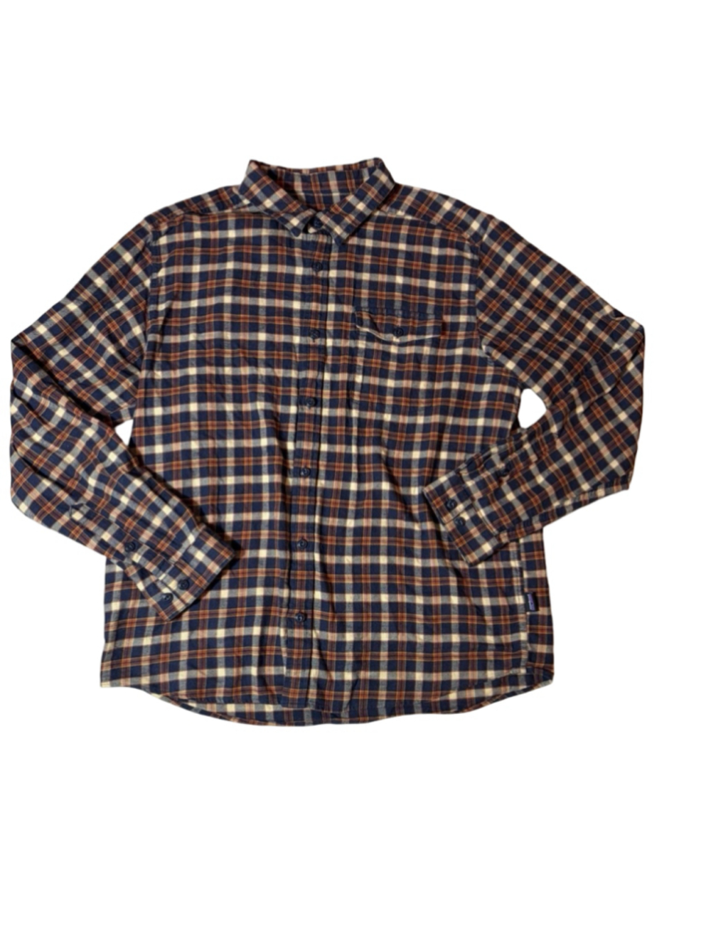 Patagonia Organic Cotton Plaid Flannel Shirt Men’s L Worn Wear Outdoors